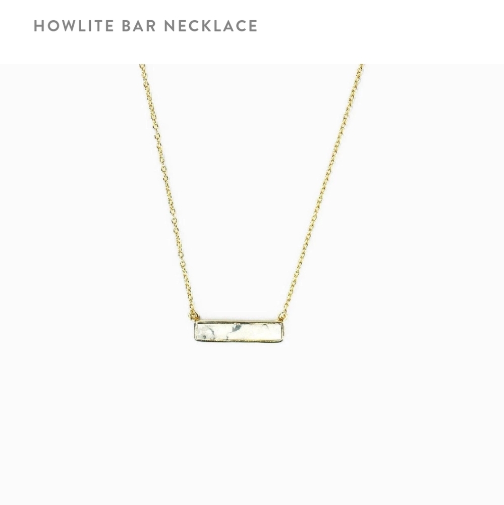 NEW‎ Gold Howlite Bar Necklace